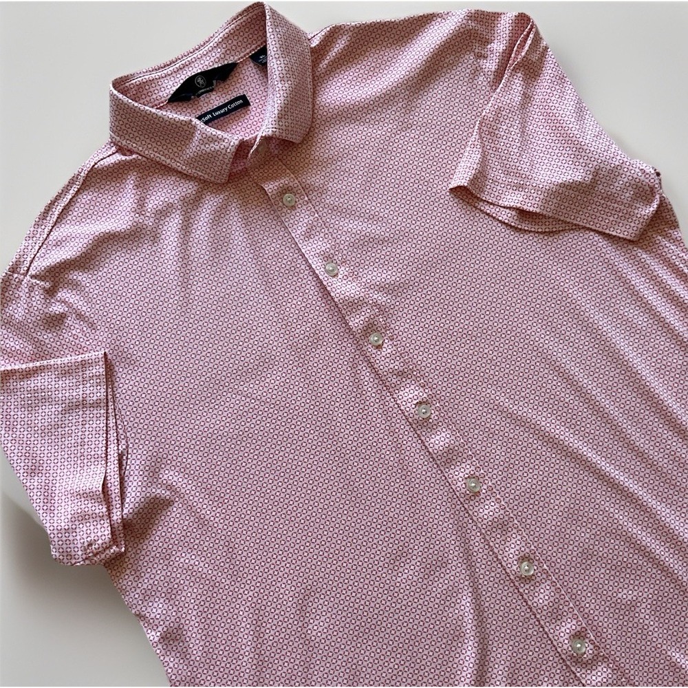 Hart Schaffner Marx XL Pink Geometric Print Button Up Shirt Menswear